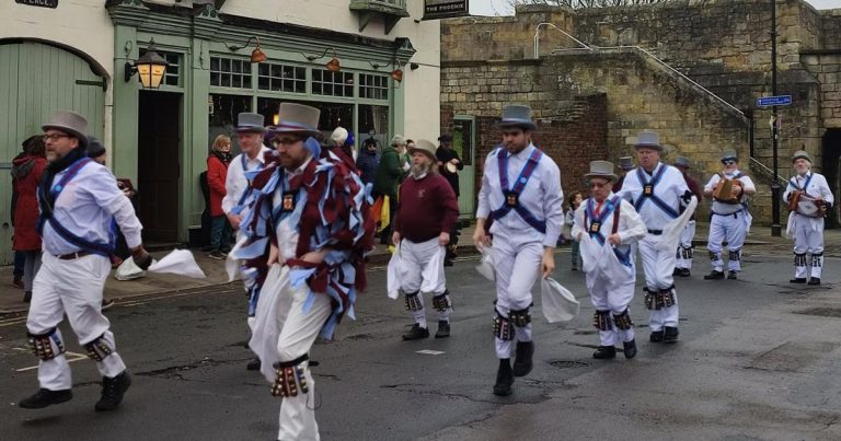 Morris Men Dancing Outside The Phoenix Pub In York