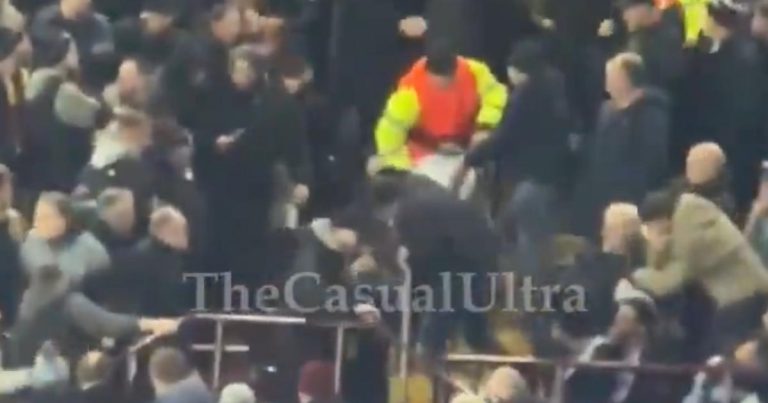 Violence Breaks Out At The Villa Park Stand During Celtic